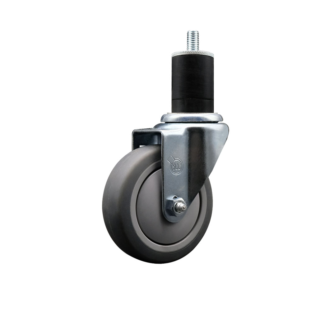 SCC-EX20S414-TPRB-134 Thermoplastic Rubber Swivel Expanding Stem Swivel Caster with 4 in. Gray Wheel & 1.75 in. Stem