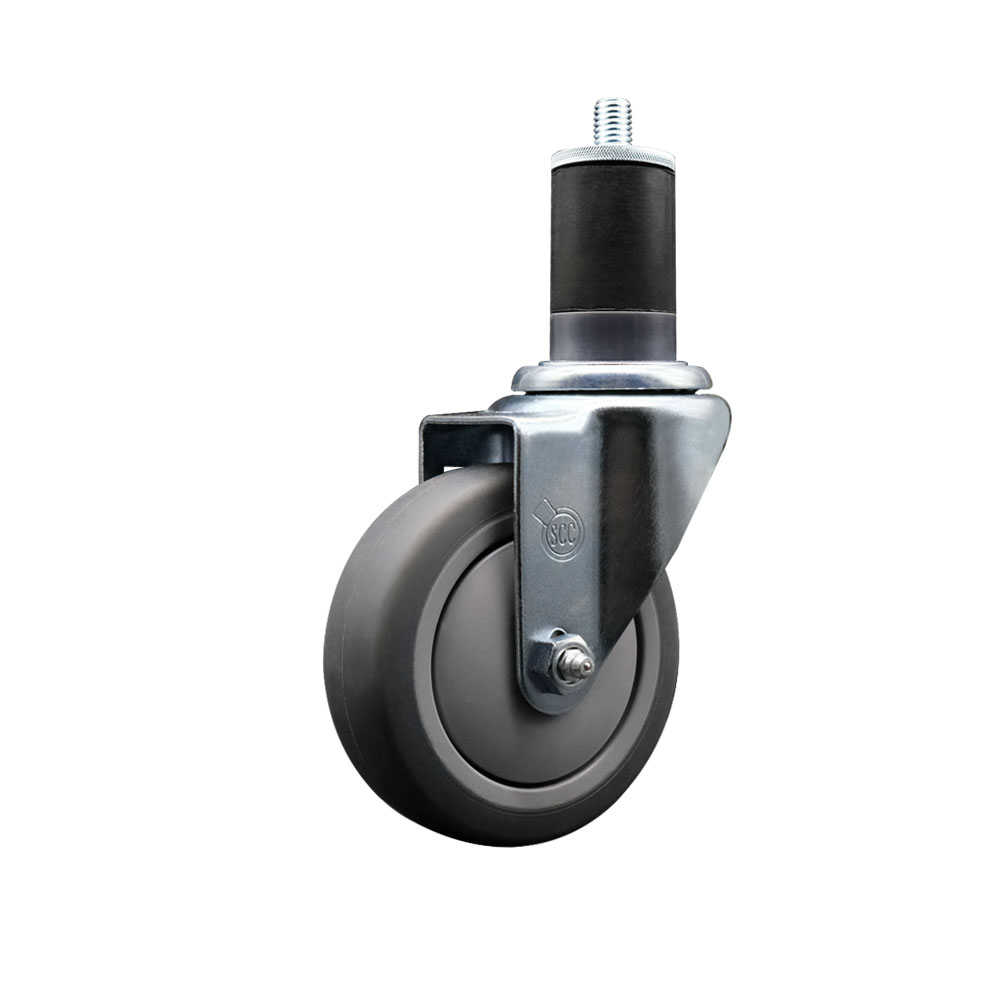 SCC-EX20S414-TPRB-158 Thermoplastic Rubber Swivel Expanding Stem Swivel Caster with 4 in. Gray Wheel & 1.63 in. Stem