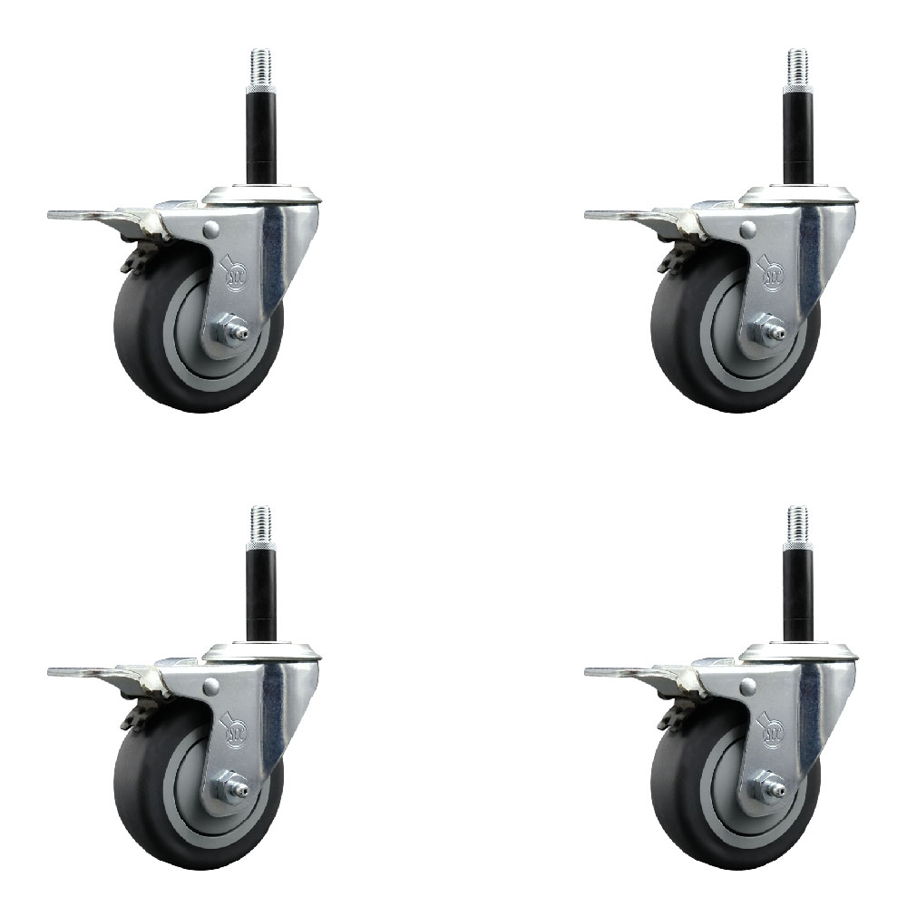 SCC-EXTTL20S3514-TPRB-34-4 Thermoplastic Rubber Swivel Expanding Stem Caster with 3.5 in. Gray Wheels & 0.75 in. Stems - Set of 4