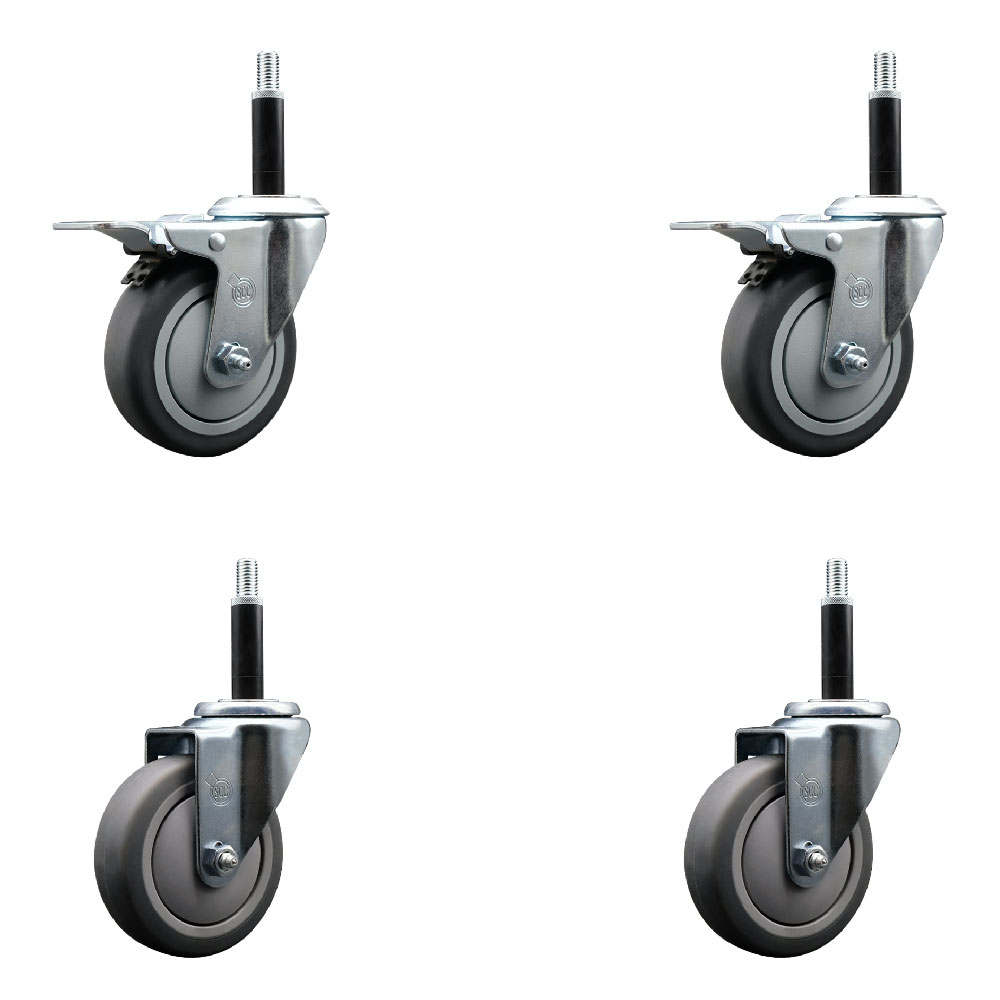 SCC-EXTTL20S414-TPRB-2-S-2-34 Thermoplastic Rubber Swivel Expanding Stem Caster with 4 in. Gray Wheels & 0.75 in. Stems - Set of 4