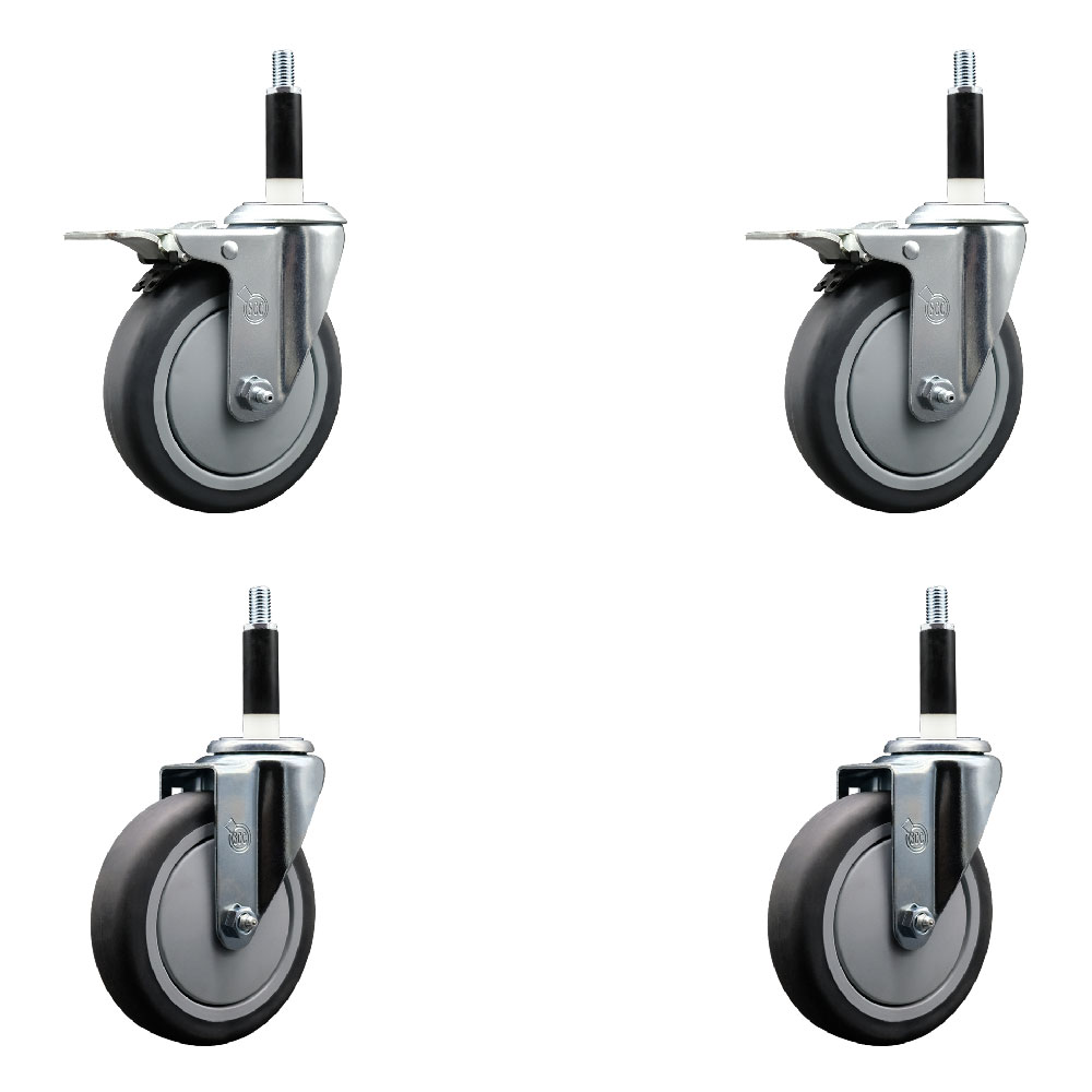 SCC-EXTTL20S514-TPRB-2-S-2-78 Thermoplastic Rubber Swivel Expanding Stem Caster with 5 in. Gray Wheels & 0.87 in. Stems - Set of 4