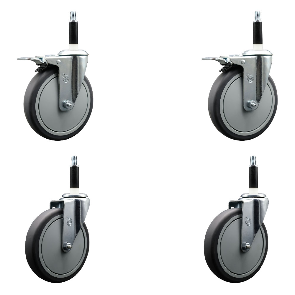 SCC-EXTTL20S614-TPRB-2-S-2-78 Thermoplastic Rubber Swivel Expanding Stem Caster with 6 in. Gray Wheels & 0.87 in. Stems - Set of 4