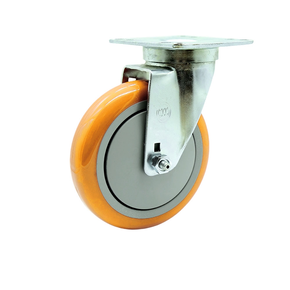 SCC-20S514-PPUB-YEL-TPU1 Universal Kitchen Caster 5 x 1.25 in. Polyurethane Yellow Wheel Swivel Caster - Non Marking