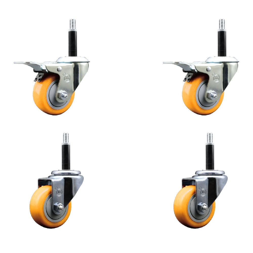 SCC-EXTTL20S314-PPUB-YEL-2-S-2-34 Polyurethane Swivel Expanding Stem Caster with 3 in. Yellow Wheels & 0.75 in. Stems - Set of 4