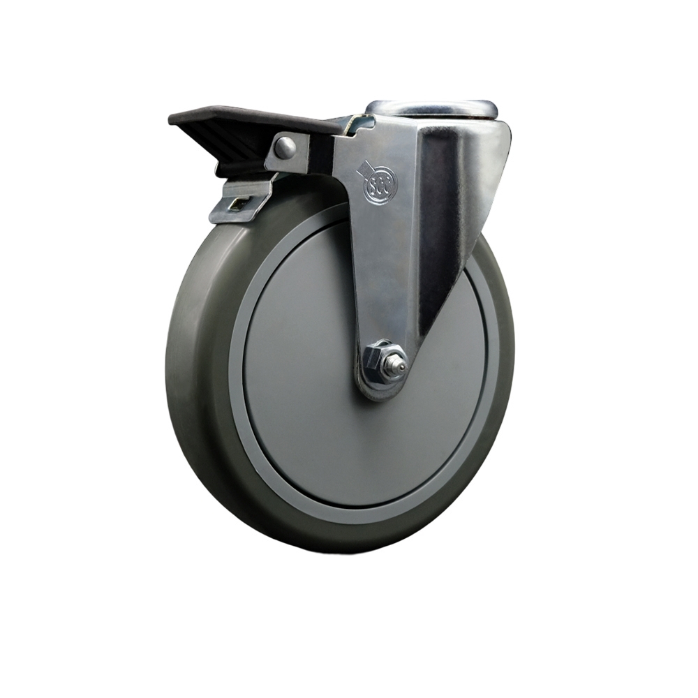 SCC-BH20S614-PPUB-PLB Polyurethane Swivel Bolt Hole Caster with 6 x 1.25 in. Gray Wheel & Posi Locking Brake