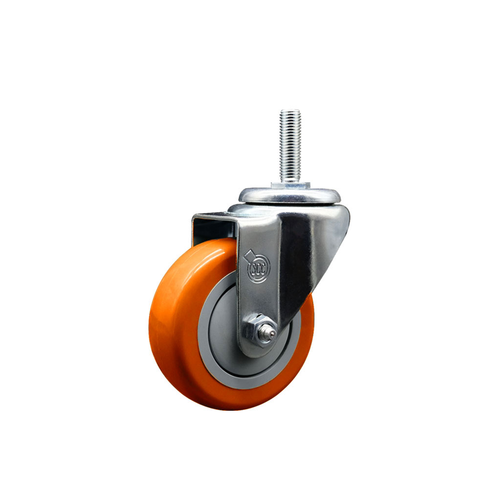 SCC-TS20S3514-PPUB-ORG-34212 Polyurethane Swivel Threaded Stem Caster with 3.5 x 1.25 in. Orange Wheel & 0.75 in. Stem