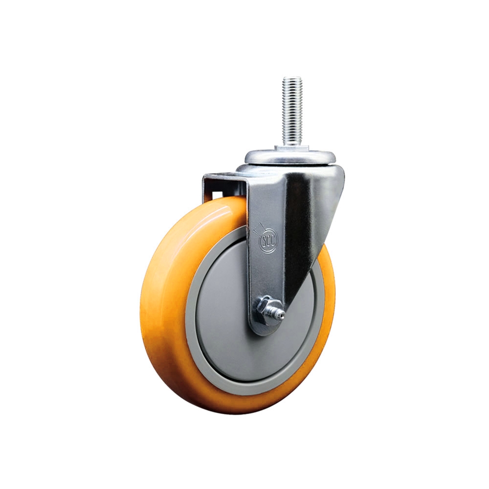 SCC-TS20S514-PPUB-YEL-34212 Polyurethane Swivel Threaded Stem Caster with 5 x 1.25 in. Yellow Wheel & 0.75 in. Stem