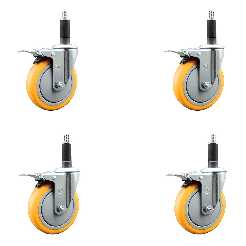 SCC-EXTTL20S514-PPUB-YEL-1-4 Polyurethane Swivel Expanding Stem Caster with 5 in. Yellow Wheels & 1 in. Stems - Set of 4