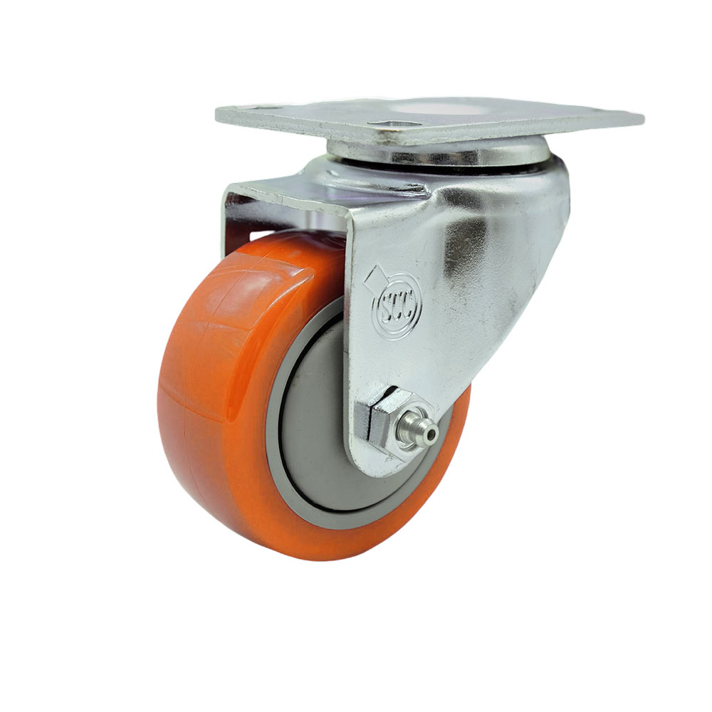 SCC-SS20S314-PPUB-ORG Stainless Steel Polyurethane Swivel Top Plate Swivel Caster with 3 x 1.25 in. Orange Wheel