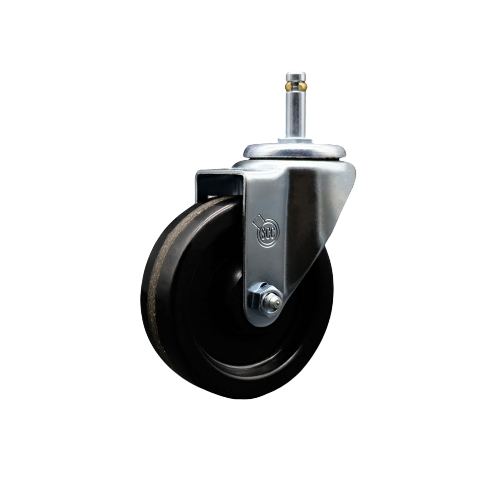 SCC-GR20S414-PHR-716138 Phenolic Swivel Grip Ring Stem Caster with Roller Bearing 4 x 1.25 in. Black Wheel & 0.43 in. Stem