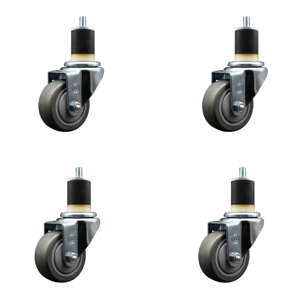 SCC-EX20S314-PPUB-178-4 Polyurethane Swivel Expanding Stem Caster with 3 in. Gray Wheels & 1.87 in. Stems - Set of 4