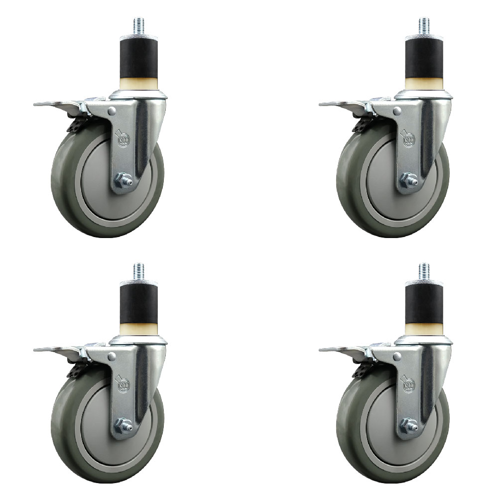 SCC-EXTTL20S514-PPUB-178-4 Polyurethane Swivel Expanding Stem Caster with 5 in. Gray Wheels & 1.87 in. Stems - Set of 4