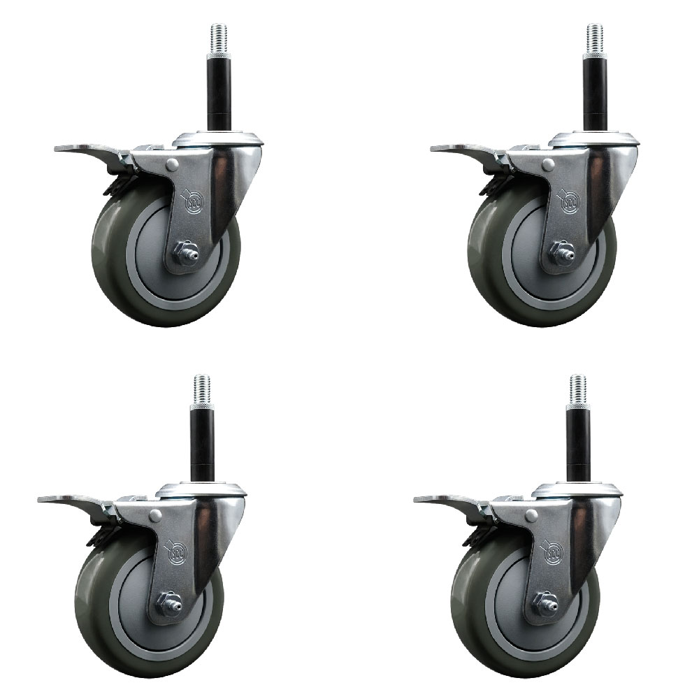 SCC-EXTTL20S414-PPUB-34-4 Polyurethane Swivel Expanding Stem Caster with 4 in. Gray Wheels & 0.75 in. Stems - Set of 4