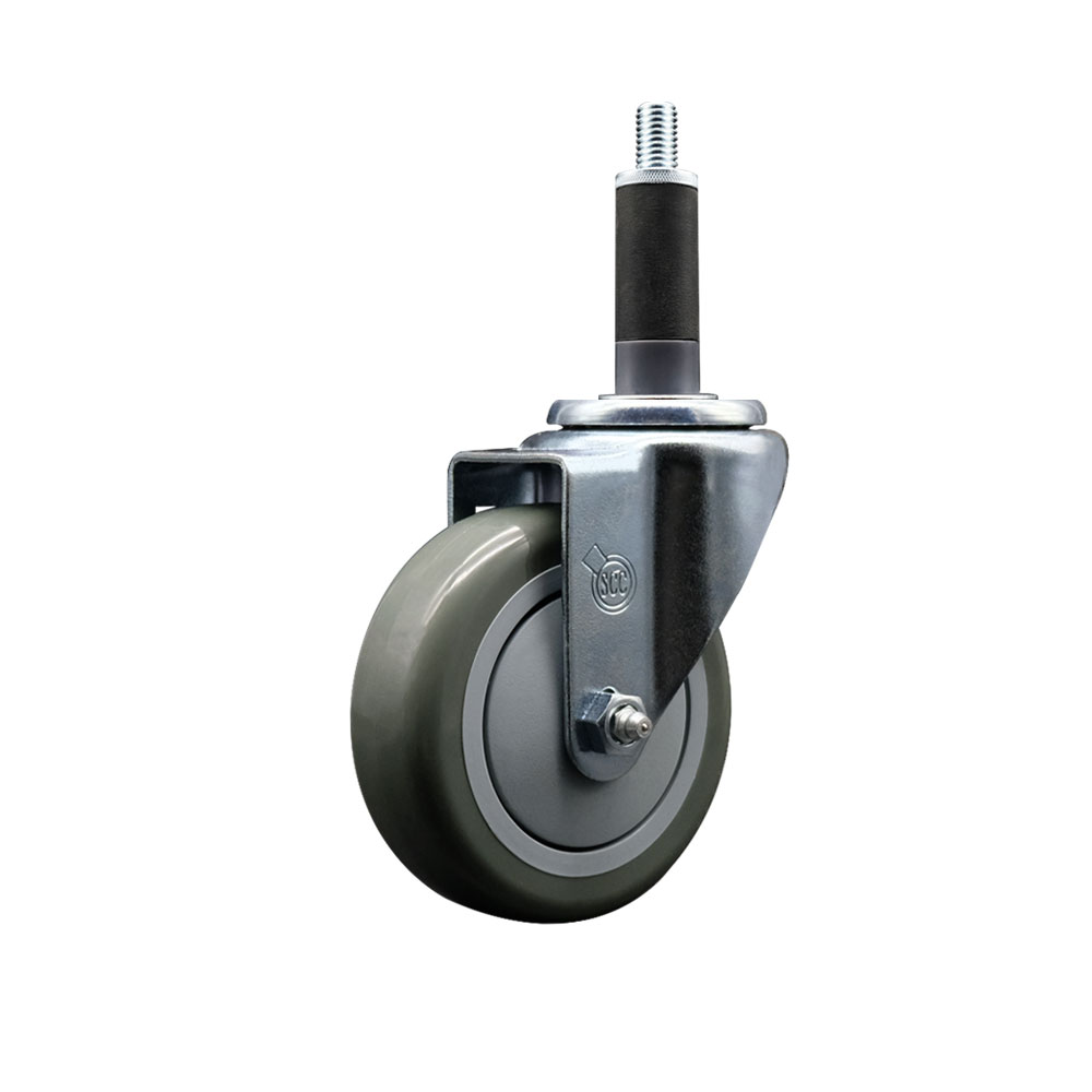 SCC-EX20S414-PPUB-1 Polyurethane Expanding Stem Swivel Caster with 4 in. Gray Wheel & 1 in. Stem