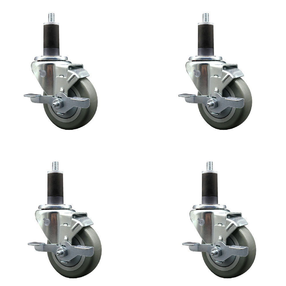 SCC-EX20S3514-PPUB-TLB-114-4 Polyurethane Swivel Expanding Stem Caster with 3.5 in. Gray Wheels & 1.25 in. Stems - Set of 4