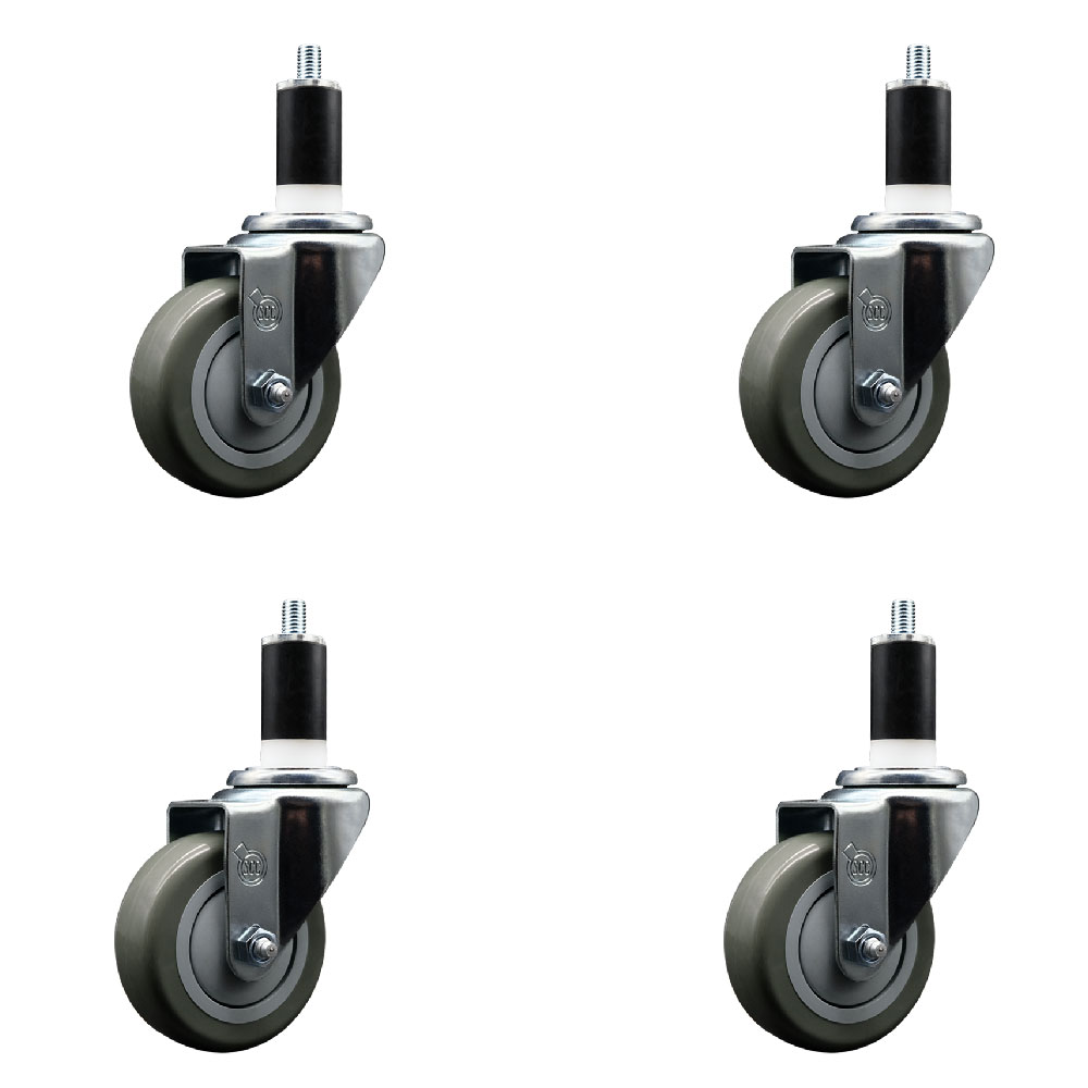 SCC-EX20S3514-PPUB-138-4 Polyurethane Swivel Expanding Stem Caster with 3.5 in. Gray Wheels & 1.38 in. Stems - Set of 4