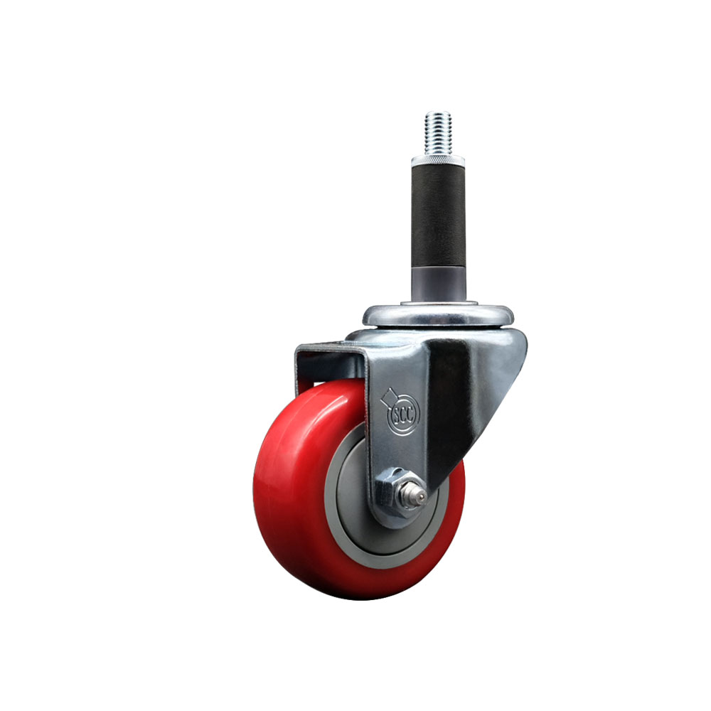 SCC-EX20S314-PPUB-RED-1 Polyurethane Expanding Stem Swivel Caster with 3 in. Red Wheel & 1 in. Stem