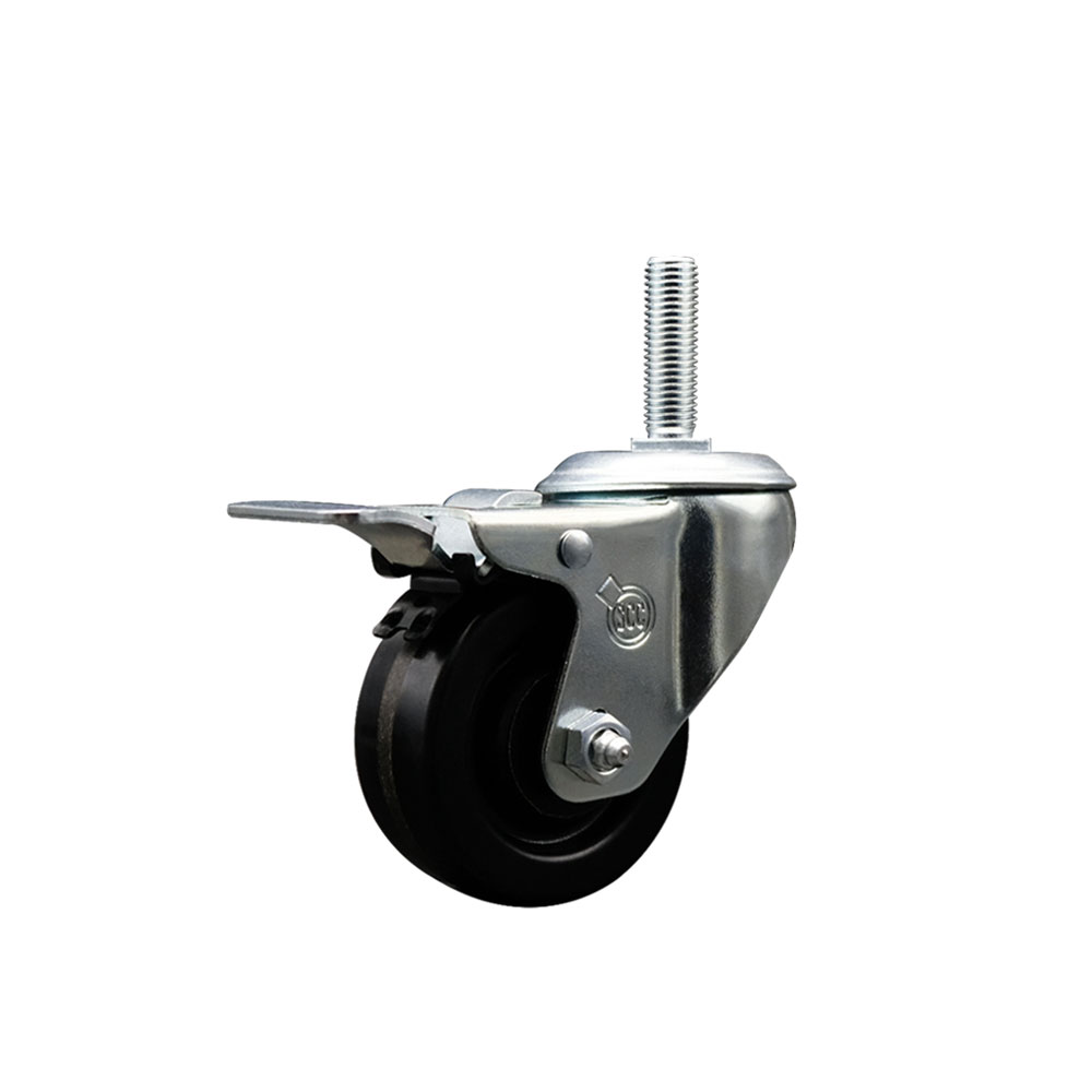 Phenolic Swivel Caster - Black - 3 in. Wheel - Total Lock Brake