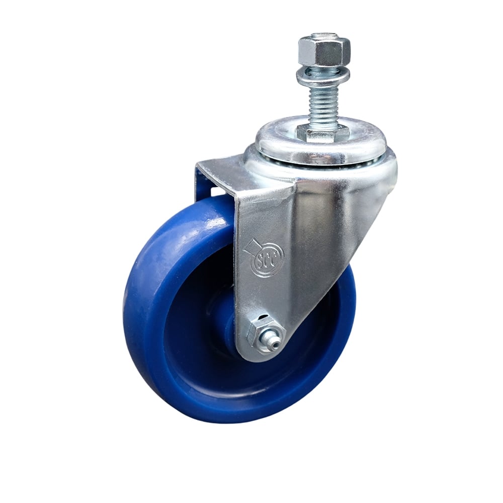 SCC-TS20S414-SPUS-121315 Solid Polyurethane Swivel Threaded Stem Caster with 4 x 1.25 in. Blue Wheel & 0.5 in. Stem