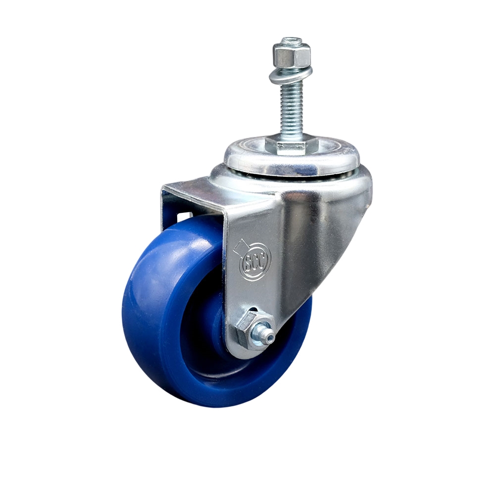 SCC-TS20S3514-SPUS-381615 Solid Polyurethane Swivel Threaded Stem Caster with 3.5 x 1.25 in. Blue Wheel & 0.38 in. Stem