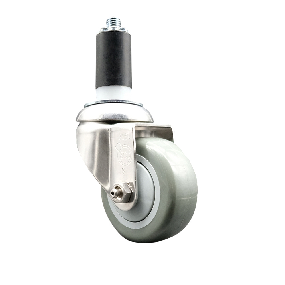 SCC-SS316EX20S314-PPUB-114 Polyurethane Swivel Stem Caster with 3 in. Gray Caster Wheels, 1.25 in. Expanding Stem - 316 Stainless Steel Caster