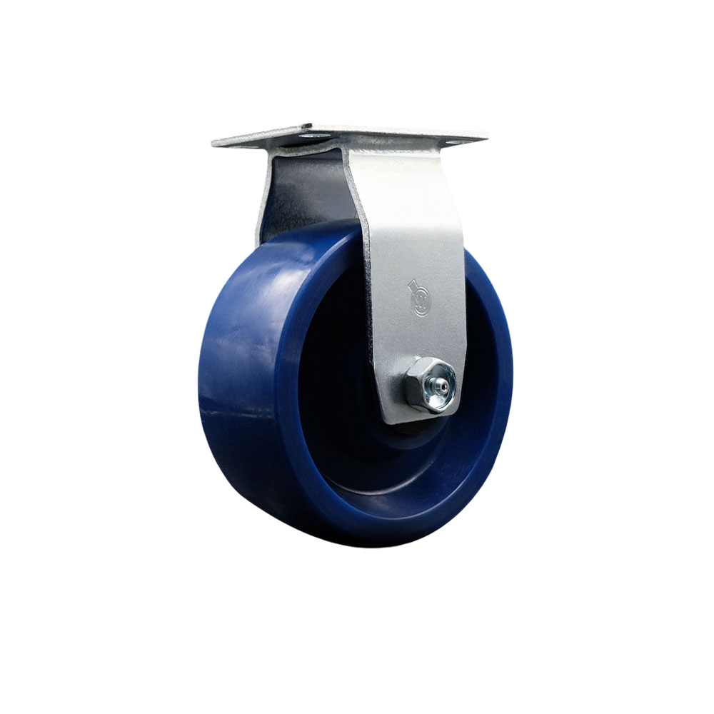 SCC-20R520-SPUB Rigid Top Plate Caster, Blue - 5 in. by 2 in. Solid Polyurethane Wheel Ball Bearing