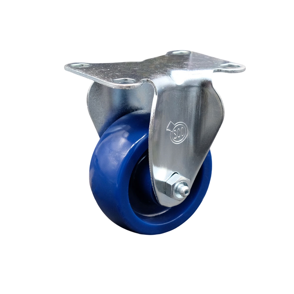 SCC-20R3514-SPUS-TP2 Rigid Caster with 3.5 in. Solid Polyurethane Wheel - 3.13 x 4.13 in. Overall Top Plate