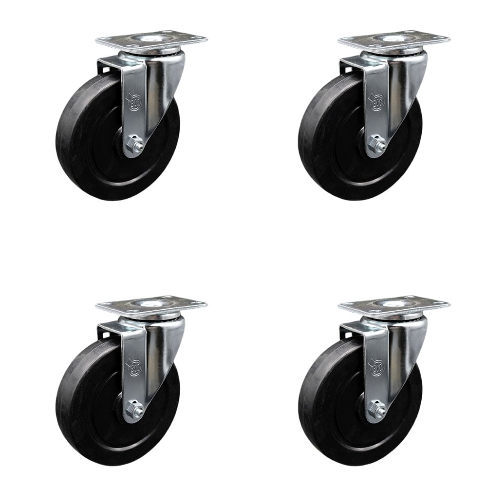Swivel Caster - Soft Rubber Wheels - Set of 4 - 275 lbs Capacity