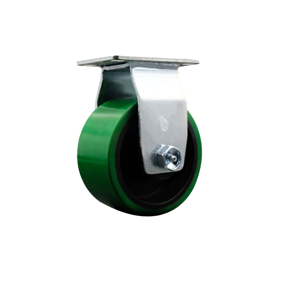 SCC-20R420-PUB-GB Rigid Top Plate Caster, Green - 4 in. by 2 in. Polyurethane on Cast Iron Wheel Ball Bearing