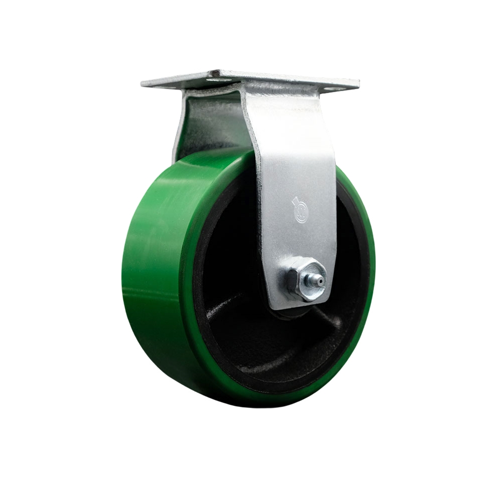 SCC-20R520-PUB-GB Rigid Top Plate Caster, Green - 5 in. by 2 in. Polyurethane on Cast Iron Wheel Ball Bearing