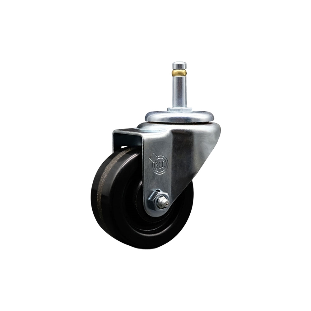 SCC-GR20S314-PHR-716138 Phenolic Swivel Grip Ring Stem Caster with Roller Bearing 3 x 1.25 in. Black Wheel & 0.43 in. Stem
