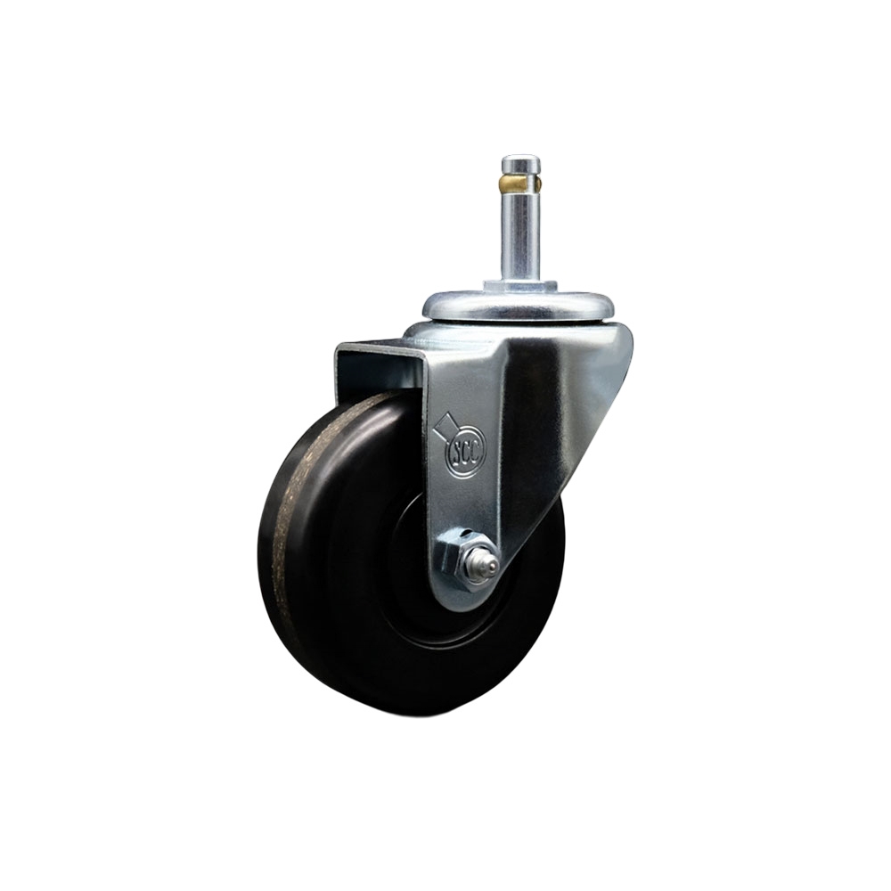 SCC-GR20S3514-PHR-716138 Phenolic Swivel Grip Ring Stem Caster with Roller Bearing 3.5 x 1.25 in. Black Wheel & 0.43 in. Stem