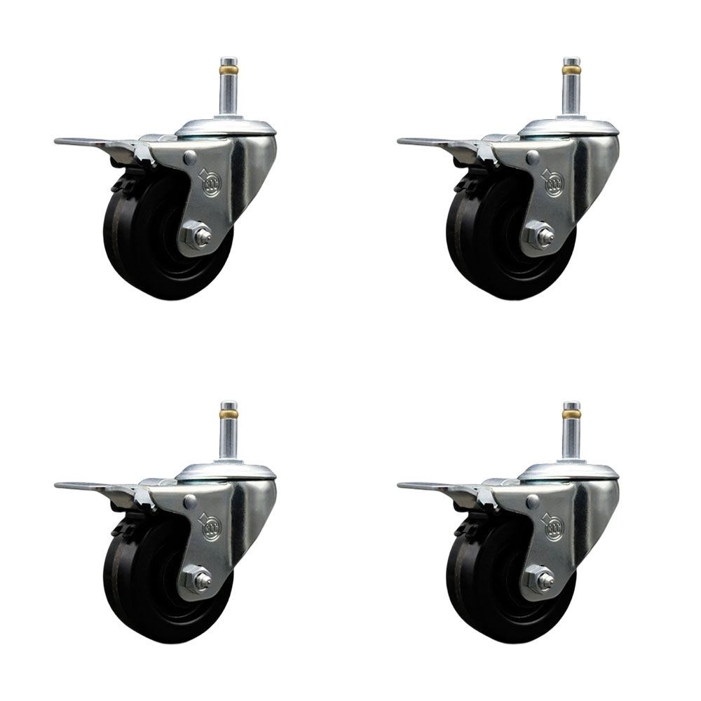 SCC-GRTTL20S3514-PHR-716138-4 Phenolic Swivel Grip Ring Stem Caster with Roller Bearing with 3.5 x 1.25 in. Black Wheels & 0.43 in. Stems - Set of 4