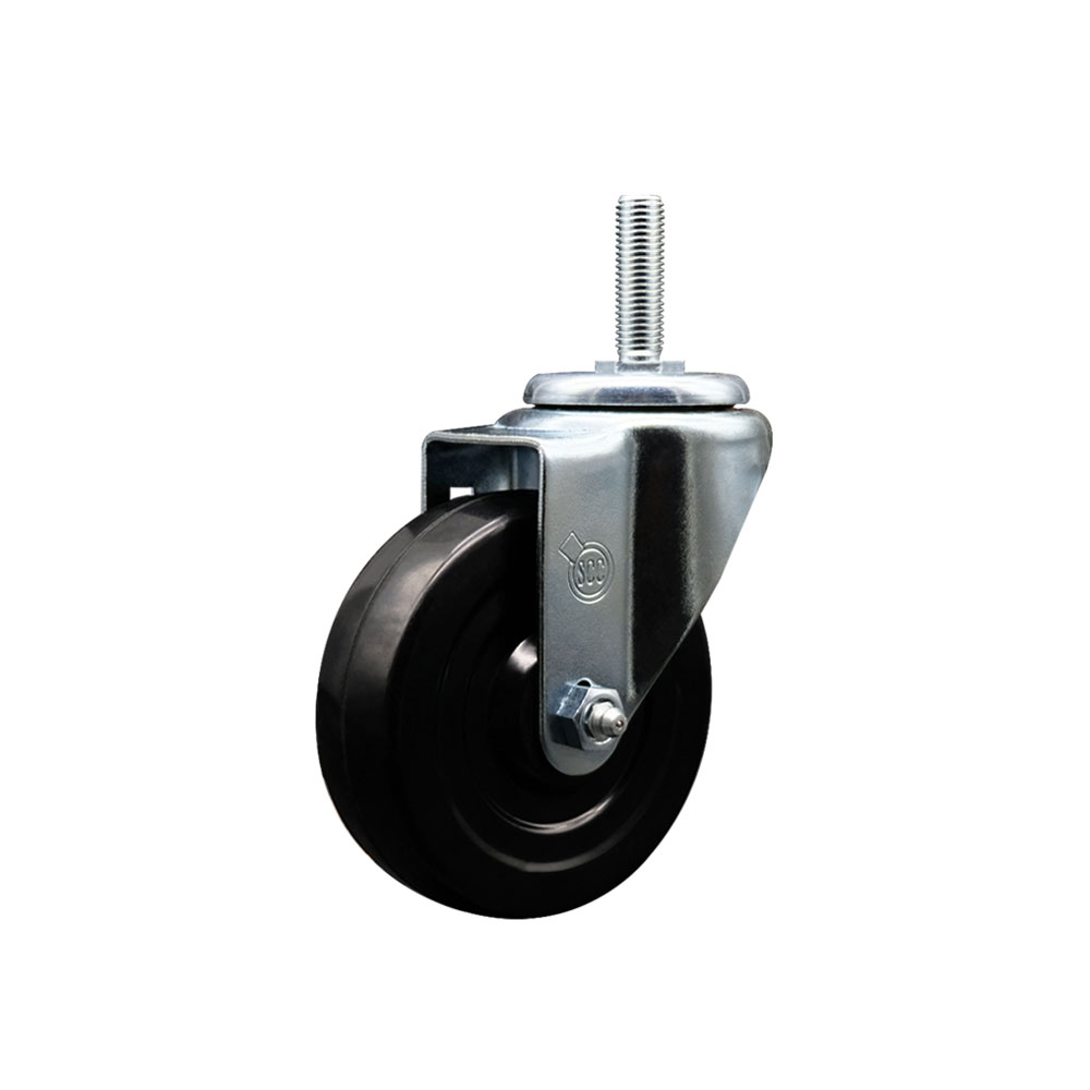 SCC-TS20S414-SRS-34212 Soft Rubber Swivel Threaded Stem Caster with 4 x 1.25 in. Black Wheel & 0.75 in. Stem