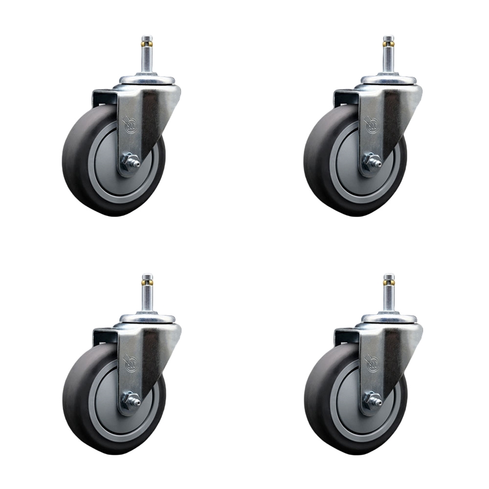 SCC-GR20S414-TPRB-716138-4 Thermoplastic Rubber Swivel Grip Ring Stem Caster with 4 x 1.25 in. Gray Wheels & 0.43 in. Stems - Set of 4