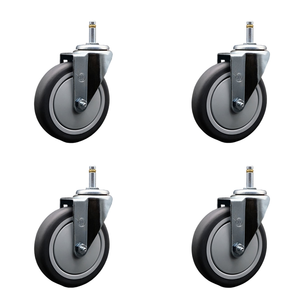 SCC-GR20S514-TPRB-716138-4 Thermoplastic Rubber Swivel Grip Ring Stem Caster with 5 x 1.25 in. Gray Wheels & 0.43 in. Stems - Set of 4