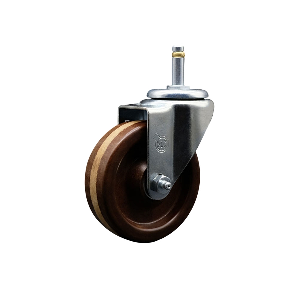 SCC-GR20S414-PHRHT-716138 High Temperature Phenolic Swivel Grip Ring Stem Caster with Roller Bearing 4 x 1.25 in. Brown Wheel & 0.43 in. Stem