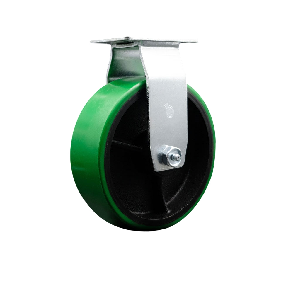 SCC-20R620-PUB-GB Rigid Top Plate Caster, Green - 6 in. by 2 in. Polyurethane on Cast Iron Wheel Ball Bearing