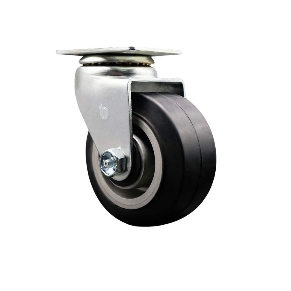 SCC-20S420-RAB Swivel Top Plate Caster, Black - 4 in. by 2 in. Rubber on Aluminum Wheel Ball Bearing