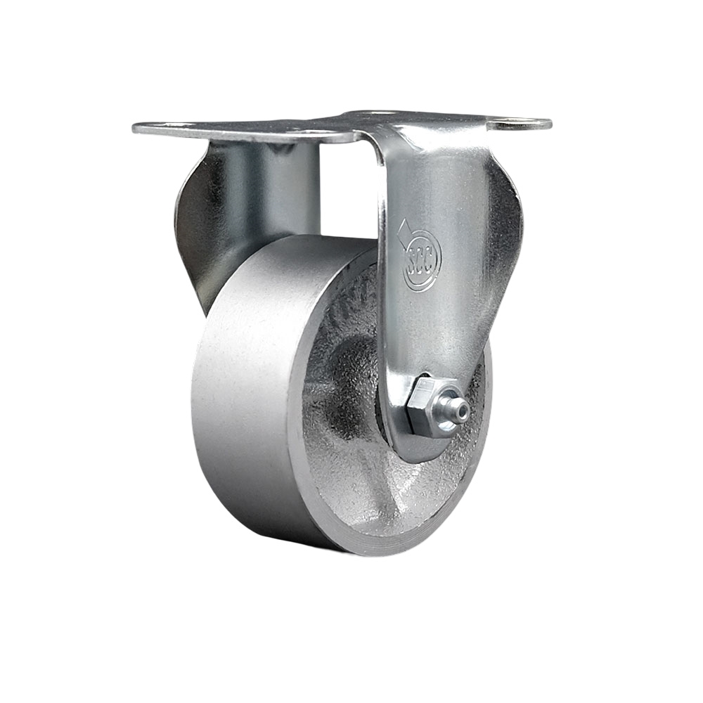 SCC-20R315-SSR-TP3 Rigid Caster with 3 in. Semi Steel Cast Iron Wheel with Roller Bearing - 4 x 4.5 in. Overall Top Plate