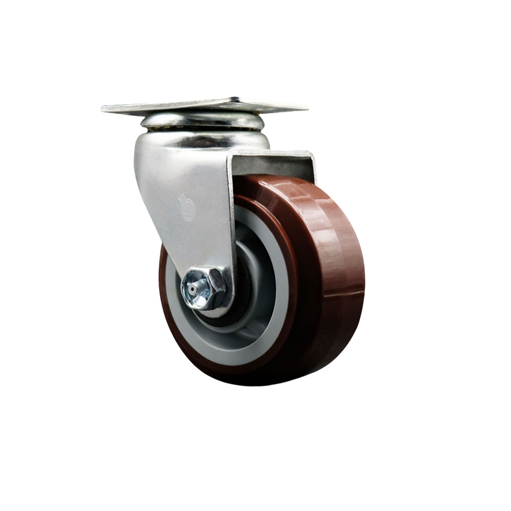 SCC-20S420-PPUB Swivel Top Plate Caster, Maroon - 4 in. by 2 in. Polyurethane on Polyolefin Wheel Ball Bearing