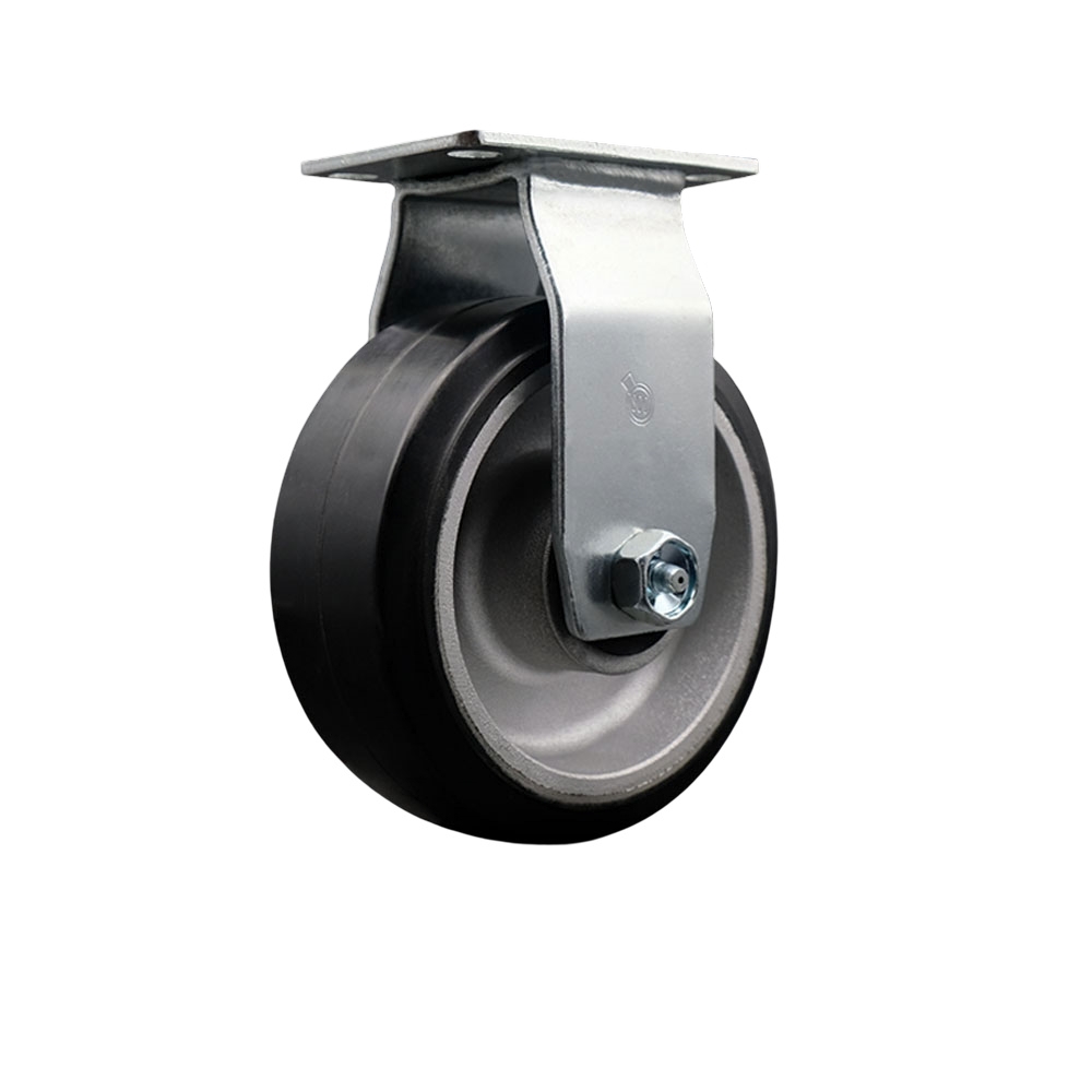 SCC-20R520-RAB Rigid Top Plate Caster, Black - 5 in. by 2 in. Rubber on Aluminum Wheel Ball Bearing