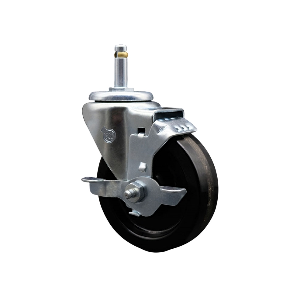 Phenolic Swivel Caster - Black - 4 x 1.25 in. - Top Locking Brake - 300 lbs Capacity