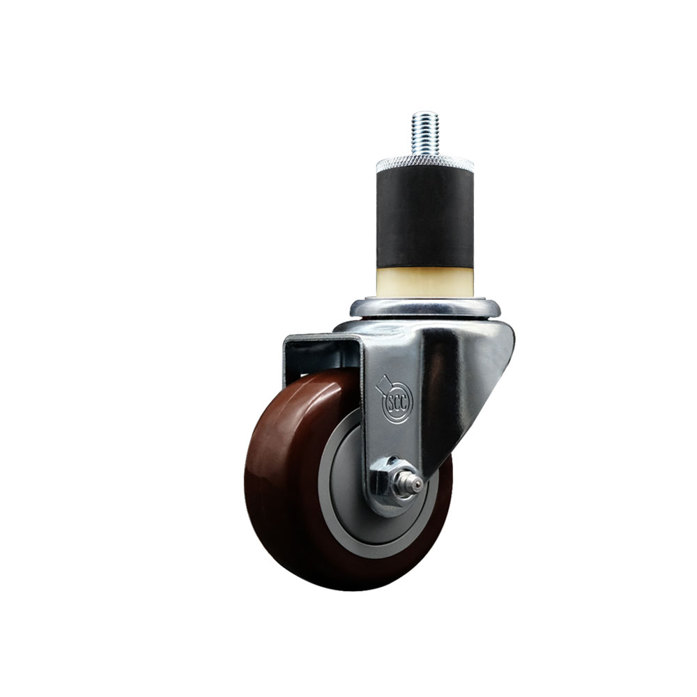 SCC-EX20S314-PPUB-MRN-178 Polyurethane Expanding Stem Swivel Caster with 3 in. Maroon Wheel & 1.87 in. Stem