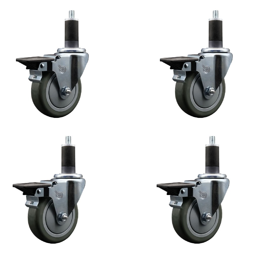 SCC-EX20S414-PPUB-PLB-114-4 Polyurethane Swivel Expanding Stem Caster with 4 in. Gray Wheels & 1.25 in. Stems - Set of 4