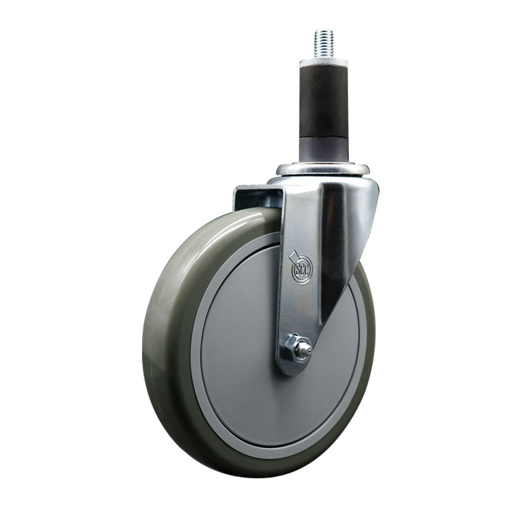 SCC-EX20S614-PPUB-114 Polyurethane Expanding Stem Swivel Caster with 6 in. Gray Wheel & 1.25 in. Stem