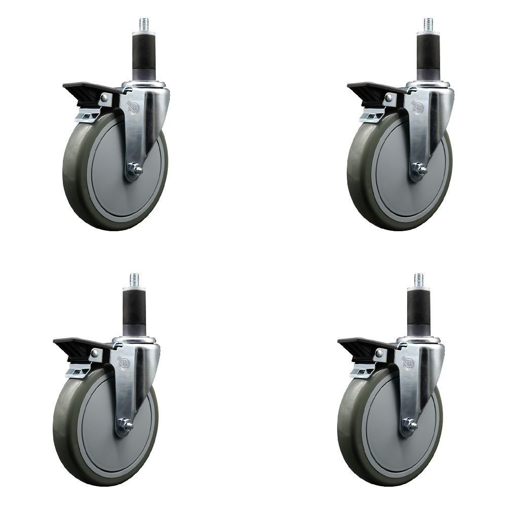 SCC-EX20S614-PPUB-PLB-114-4 Polyurethane Swivel Expanding Stem Caster with 6 in. Gray Wheels & 1.25 in. Stems - Set of 4