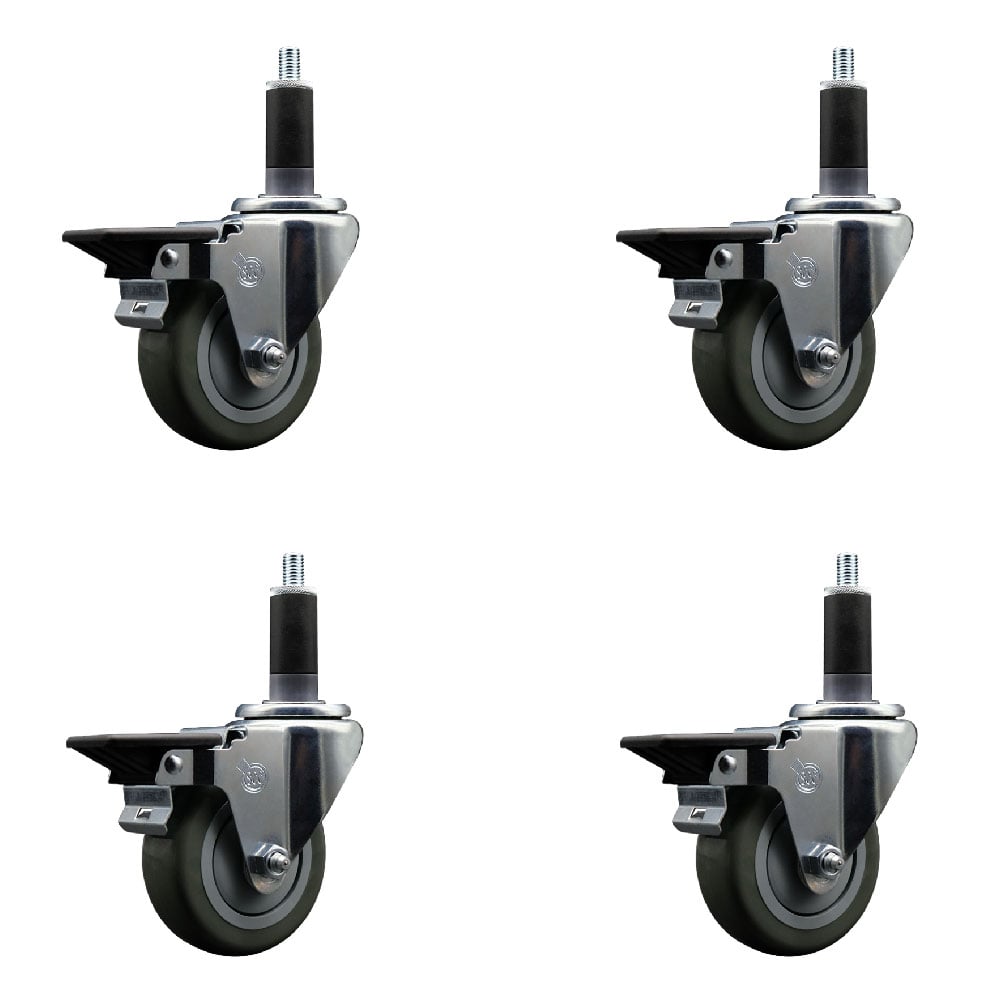 SCC-EX20S3514-PPUB-PLB-118-4 Polyurethane Swivel Expanding Stem Caster with 3.5 in. Gray Wheels & 1.13 in. Stems - Set of 4