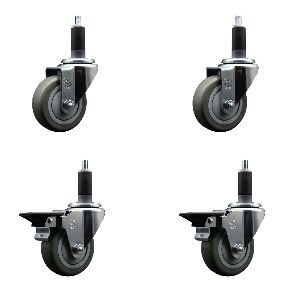 SCC-EX20S3514-PPUB-2-PLB-2-118 Polyurethane Swivel Expanding Stem Caster with 3.5 in. Gray Wheels & 1.13 in. Stems - Set of 4