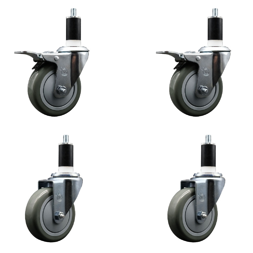 SCC-EXTTL20S414-PPUB-2-S-2-138 Polyurethane Swivel Expanding Stem Caster with 4 in. Gray Wheels & 1.38 in. Stems - Set of 4